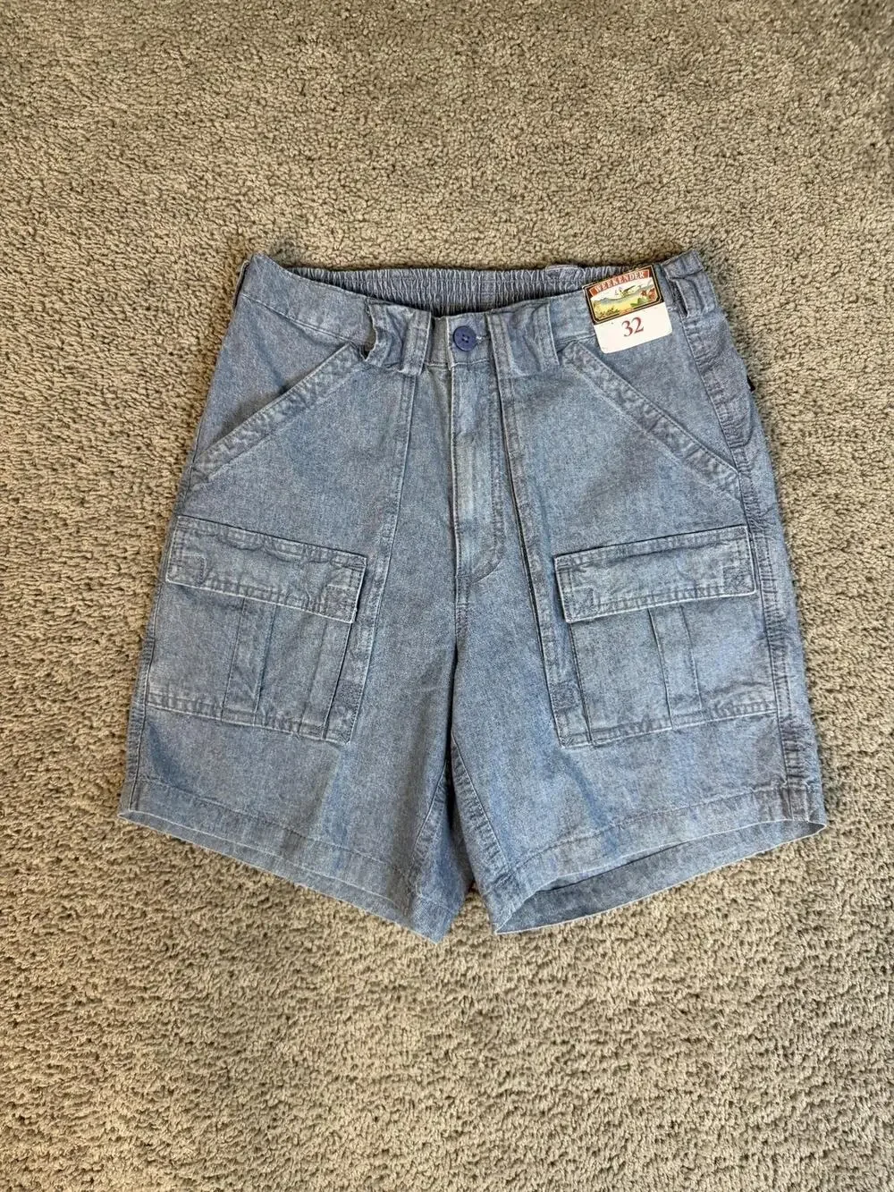 Weekender Shorts Mens 32 Blue Cargo Denim Cotton Relaxed 9 In Inseam Pockets